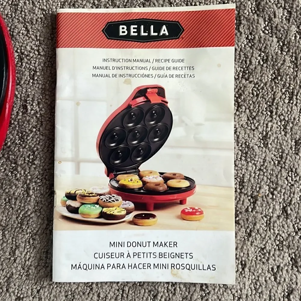 Bella Mini Donut Maker. Instruction Manual/Recipe book included.